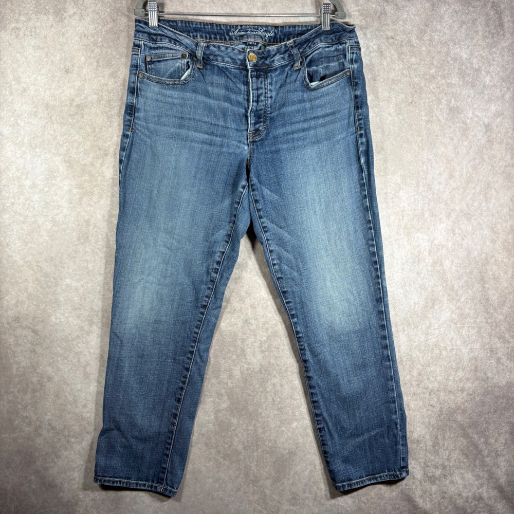 American Eagle Jeans Womens 14 Blue Boy Jean Stretch Medium Wash Denim Casual